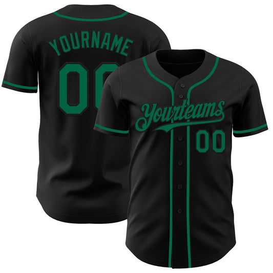 Custom Black Kelly Green Authentic Baseball Jersey - Sky-Custom