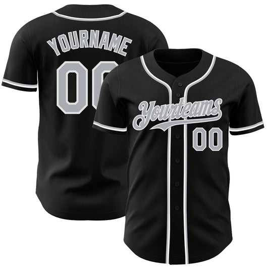 Custom Black Gray-White Authentic Baseball Jersey - Sky-Custom