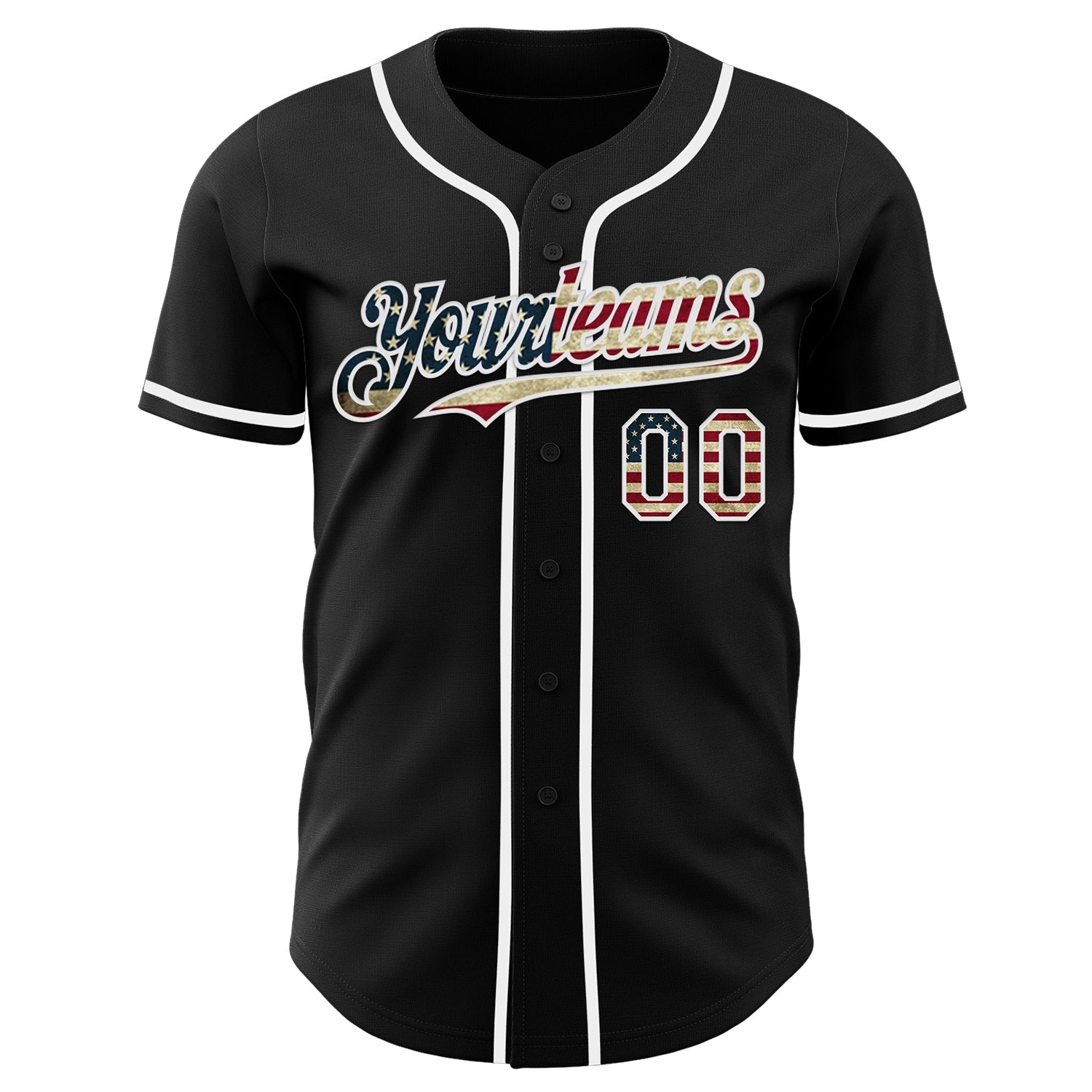 Custom Black Vintage USA Flag-White Authentic Baseball Jersey - Sky-Custom