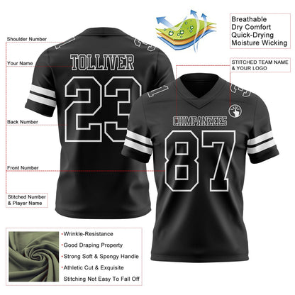 Custom Black White Mesh Authentic Football Jersey - Sky-Custom