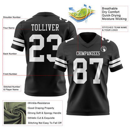 Custom Black White Mesh Authentic Football Jersey - Sky-Custom
