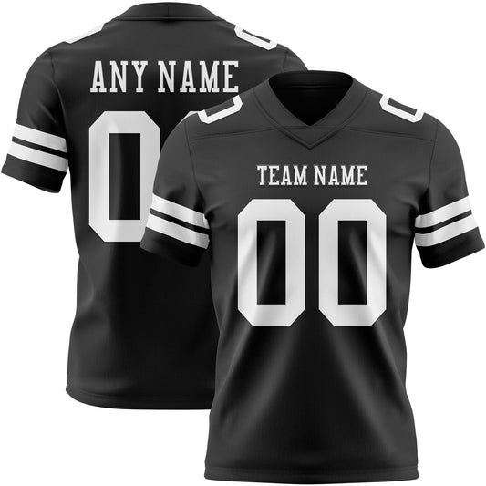 Custom Black White Mesh Authentic Football Jersey - Sky-Custom