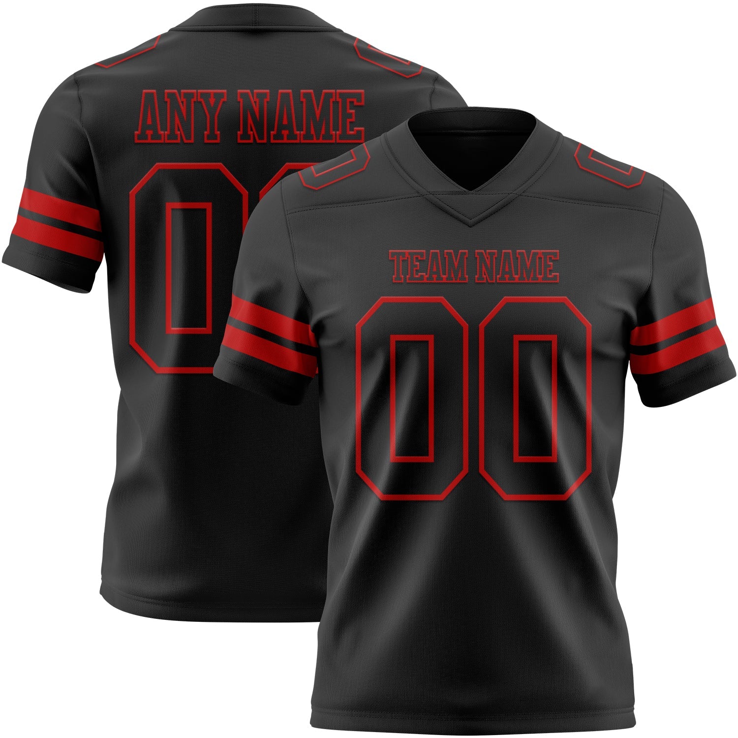 Custom Black Red Mesh Authentic Football Jersey - Sky-Custom
