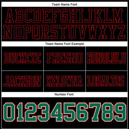 Custom Black Kelly Green White-Red Mesh Authentic Football Jersey - Sky-Custom