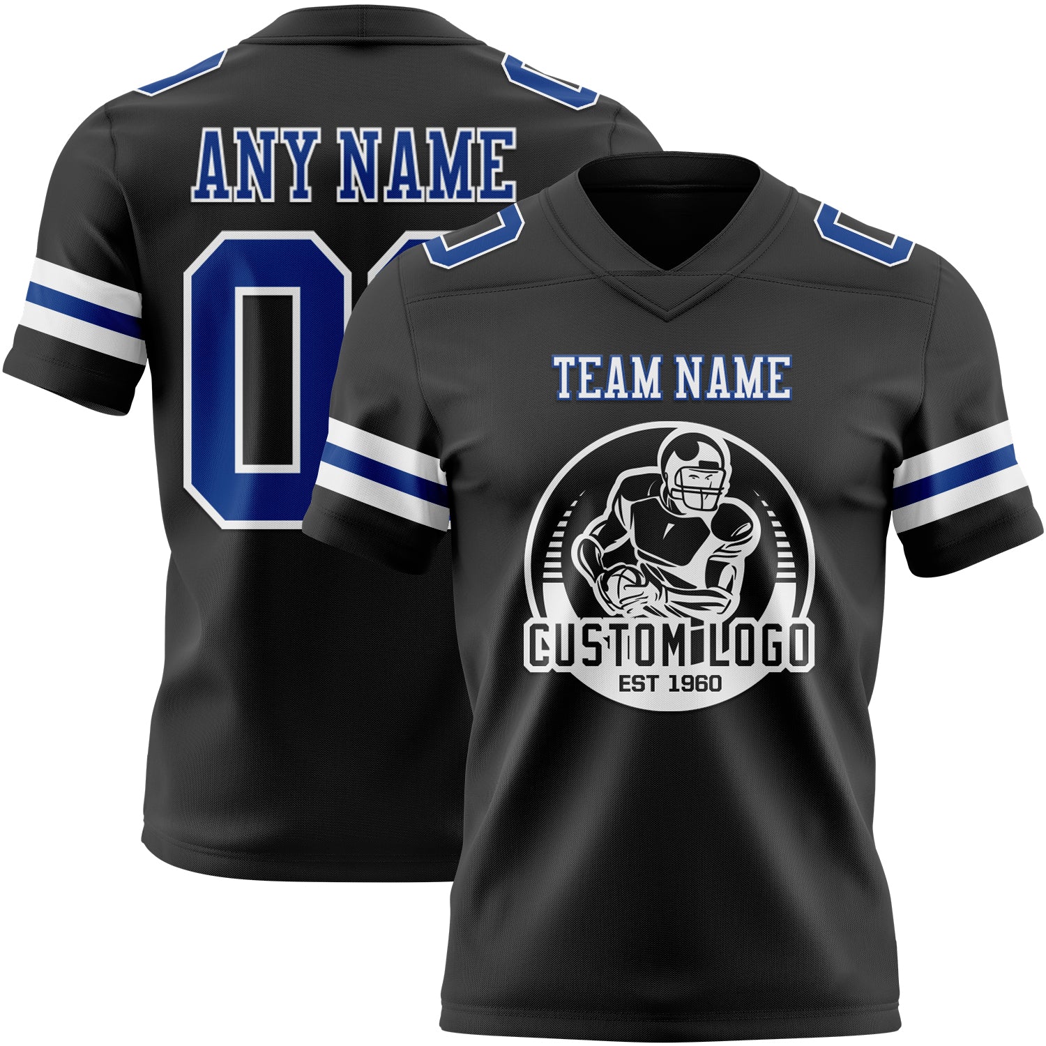 Custom Black Royal-White Mesh Authentic Football Jersey - Sky-Custom