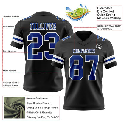 Custom Black Royal-White Mesh Authentic Football Jersey - Sky-Custom