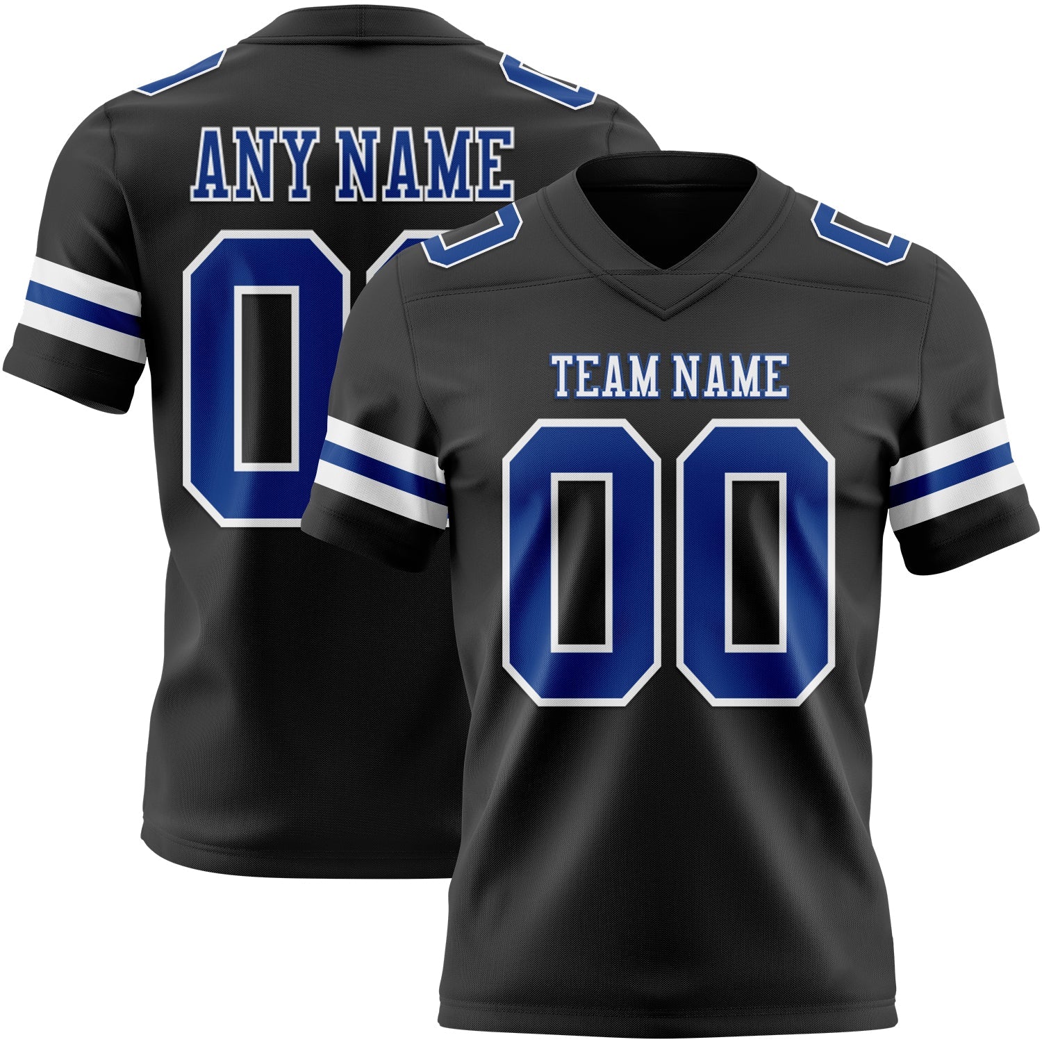 Custom Black Royal-White Mesh Authentic Football Jersey - Sky-Custom