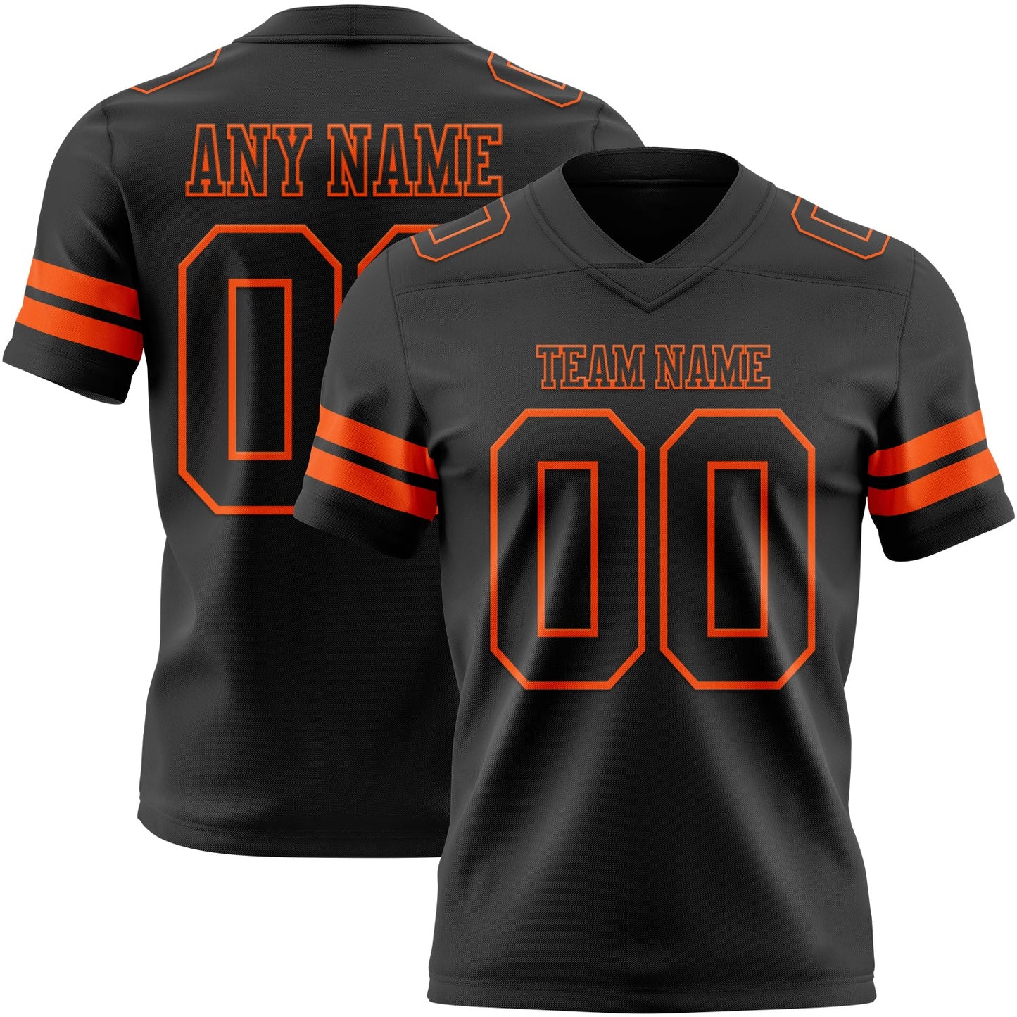 Custom Black Orange Mesh Authentic Football Jersey - Sky-Custom