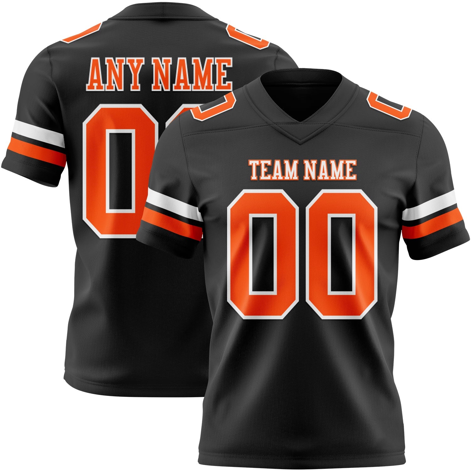 Custom Black Orange-White Mesh Authentic Football Jersey - Sky-Custom