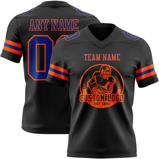 Custom Black Royal-Orange Mesh Authentic Football Jersey - Sky-Custom
