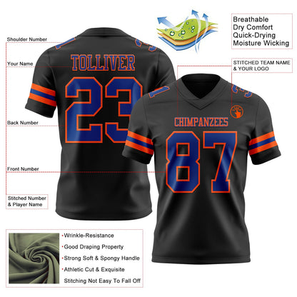 Custom Black Royal-Orange Mesh Authentic Football Jersey - Sky-Custom