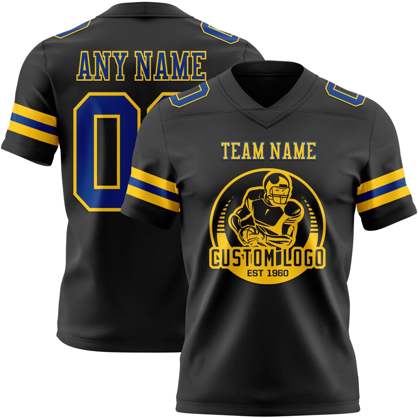 Custom Black Royal-Yellow Mesh Authentic Football Jersey - Sky-Custom