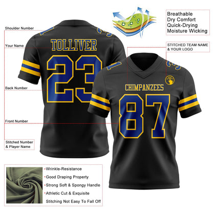 Custom Black Royal-Yellow Mesh Authentic Football Jersey - Sky-Custom