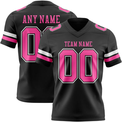 Custom Black Pink-White Mesh Authentic Football Jersey - Sky-Custom