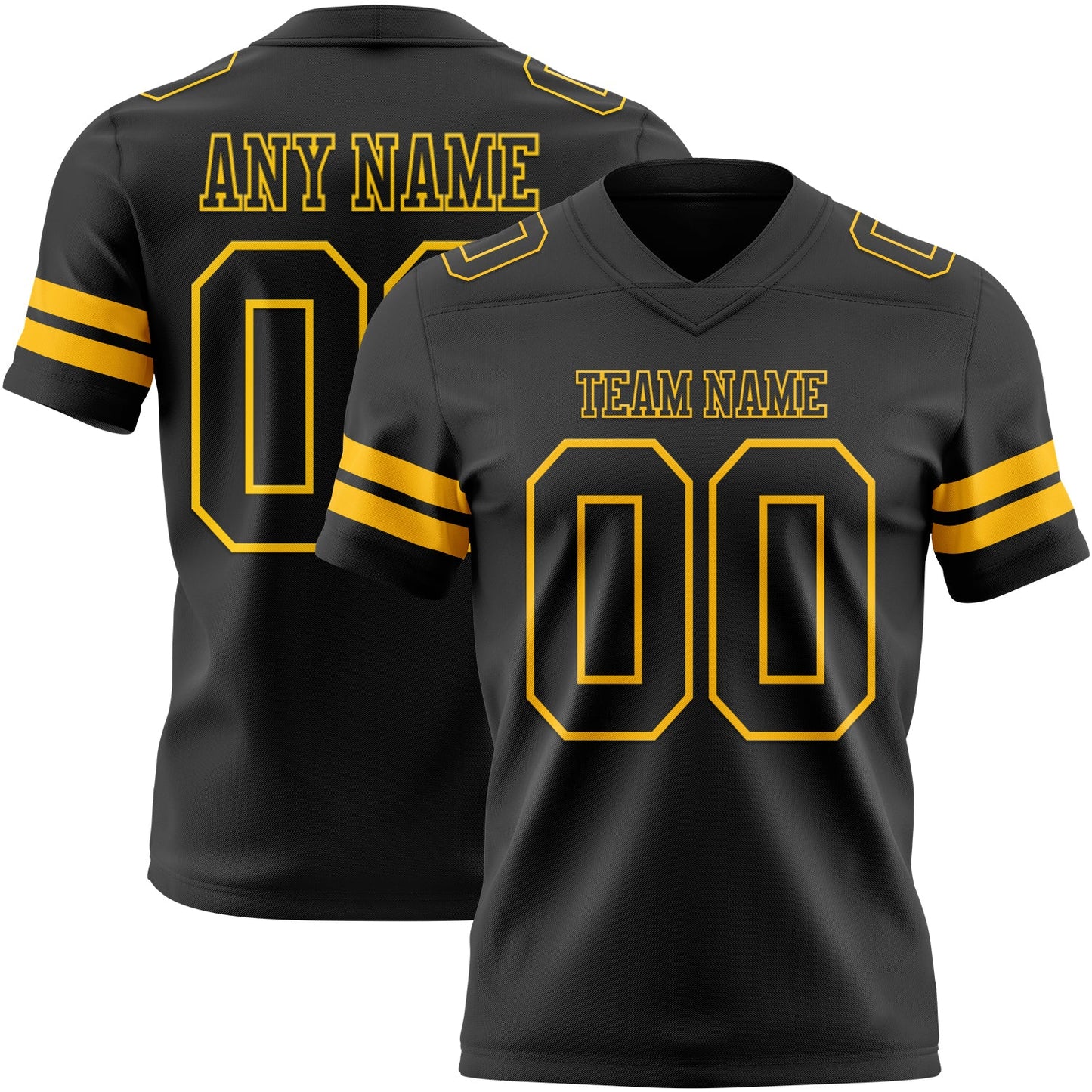 Custom Black Gold Mesh Authentic Football Jersey - Sky-Custom