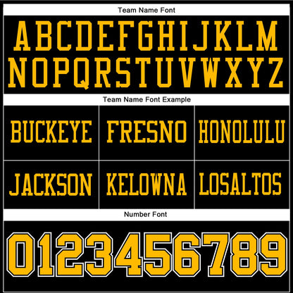 Custom Black Gold-White Mesh Authentic Football Jersey - Sky-Custom