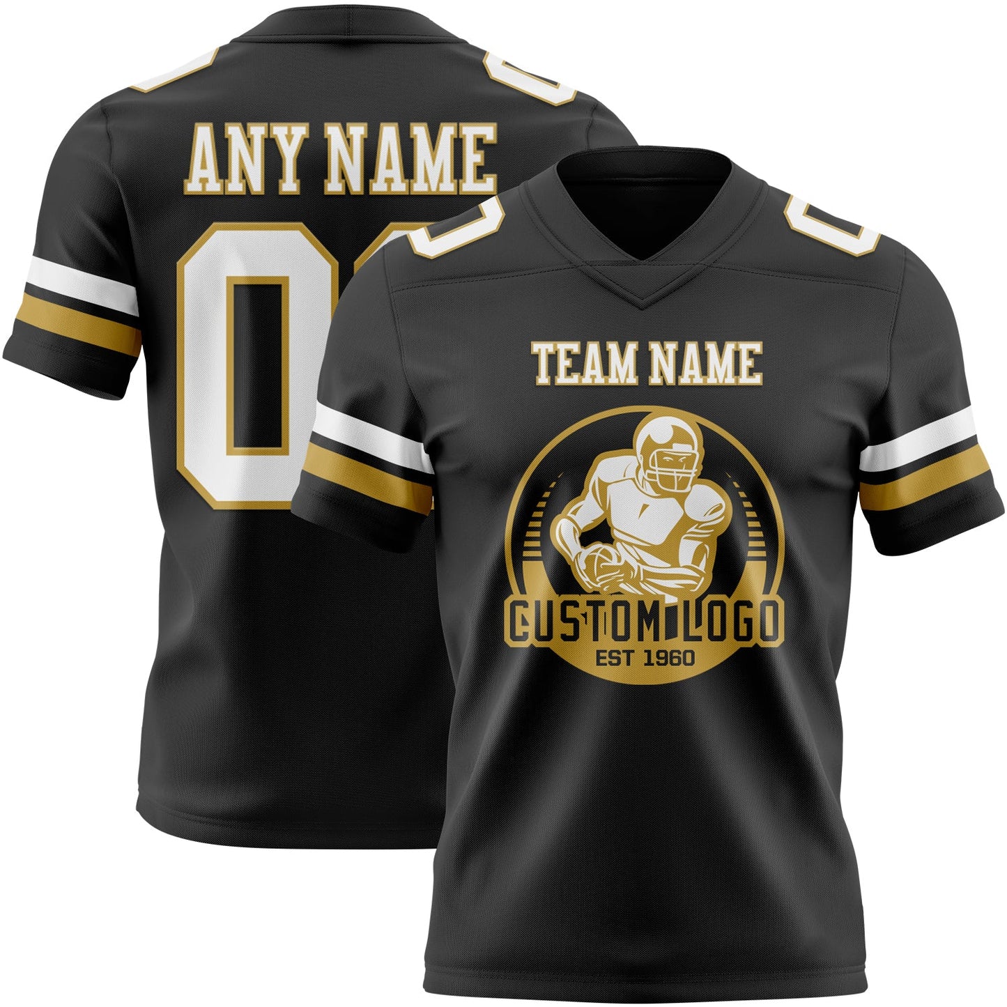 Custom Black White-Old Gold Mesh Authentic Football Jersey - Sky-Custom