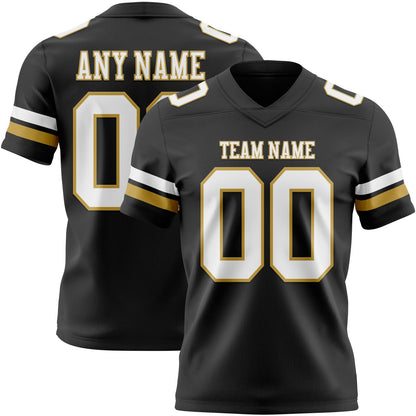 Custom Black White-Old Gold Mesh Authentic Football Jersey - Sky-Custom
