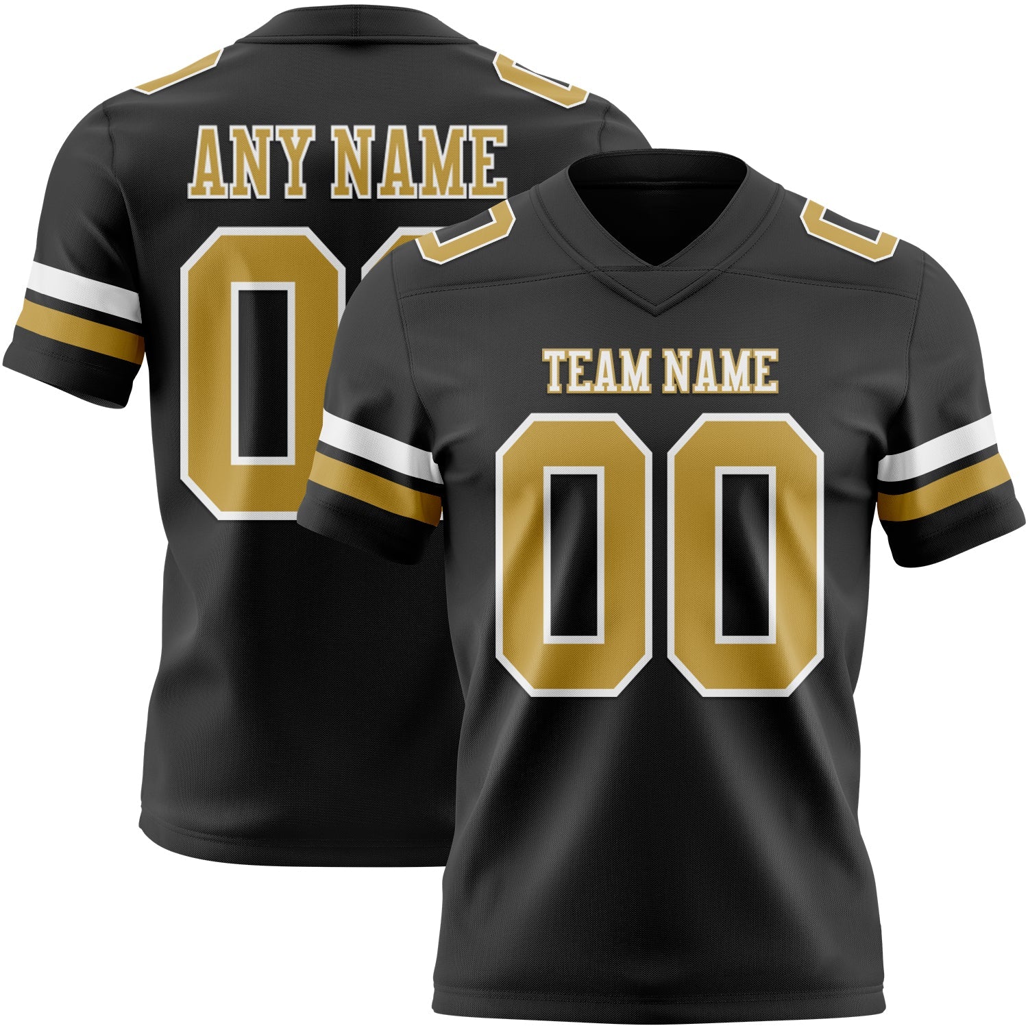 Custom Black Old Gold-White Mesh Authentic Football Jersey - Sky-Custom
