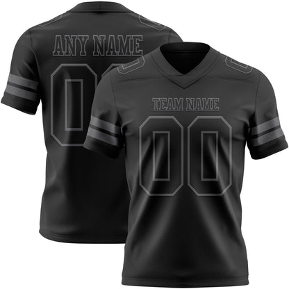 Custom Black Steel Gray Mesh Authentic Football Jersey - Sky-Custom
