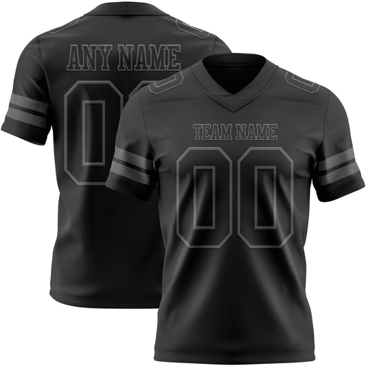 Custom Black Steel Gray Mesh Authentic Football Jersey - Sky-Custom