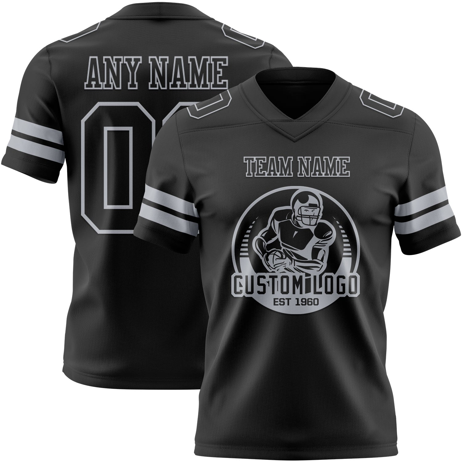 Custom Black Gray Mesh Authentic Football Jersey - Sky-Custom