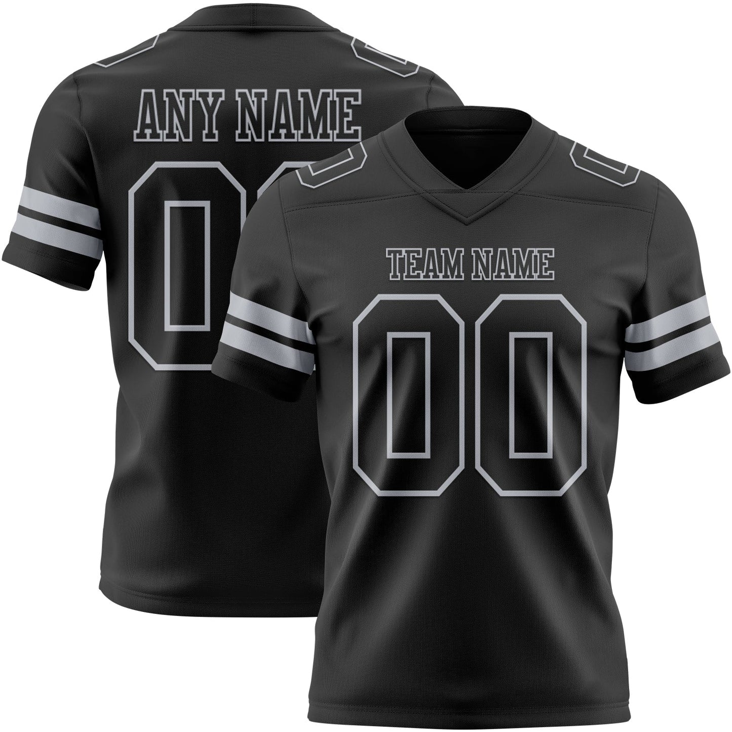 Custom Black Gray Mesh Authentic Football Jersey - Sky-Custom