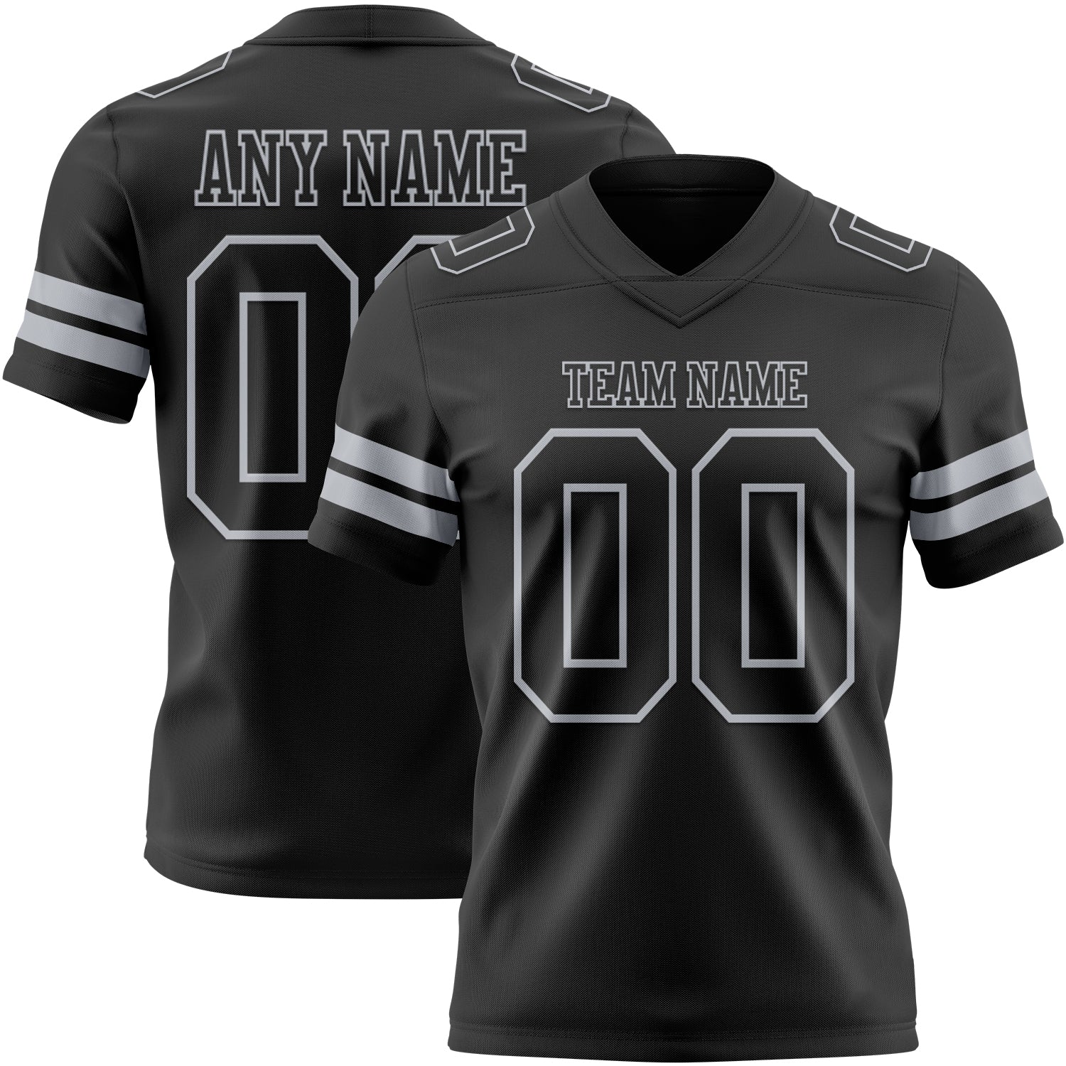 Custom Black Gray Mesh Authentic Football Jersey - Sky-Custom