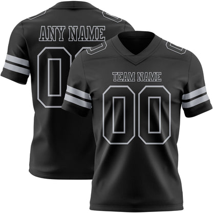 Custom Black Gray Mesh Authentic Football Jersey - Sky-Custom