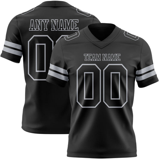 Custom Black Gray Mesh Authentic Football Jersey - Sky-Custom