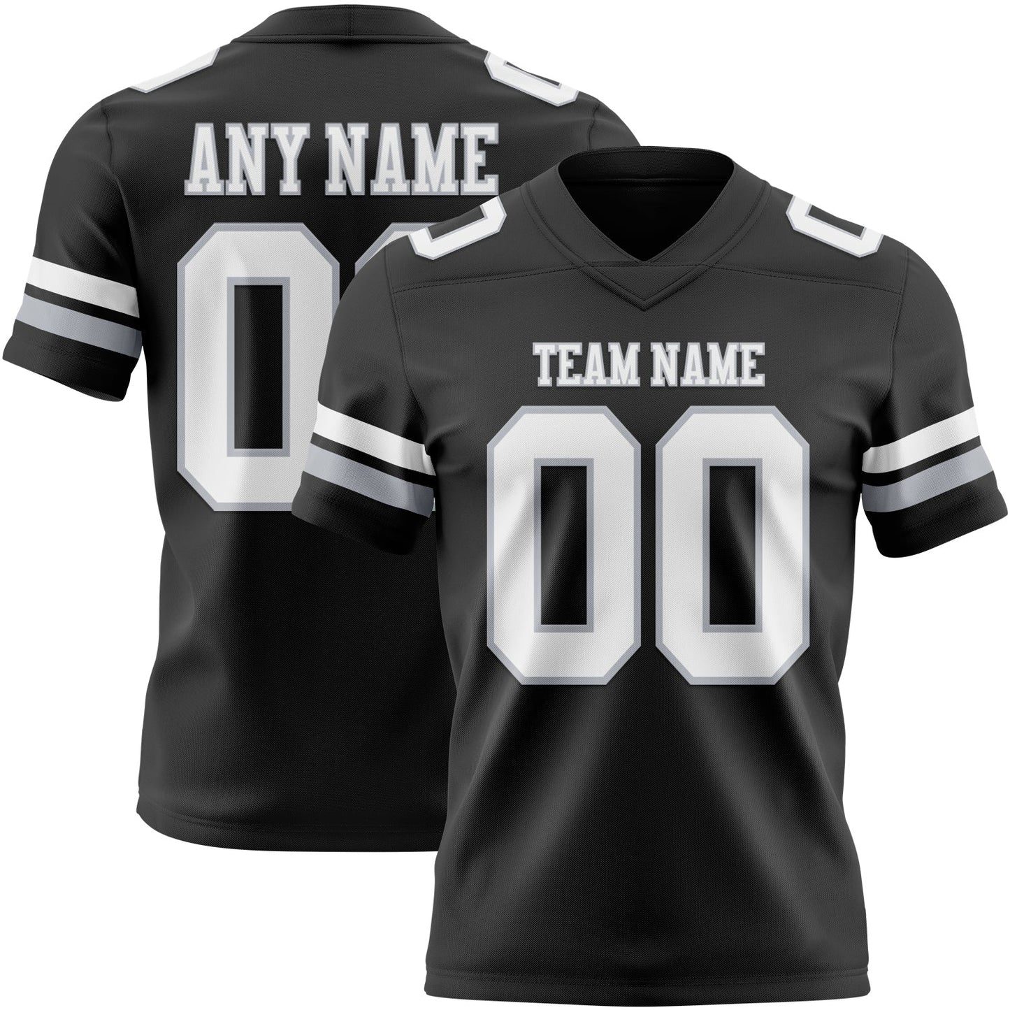 Custom Black White-Gray Mesh Authentic Football Jersey - Sky-Custom