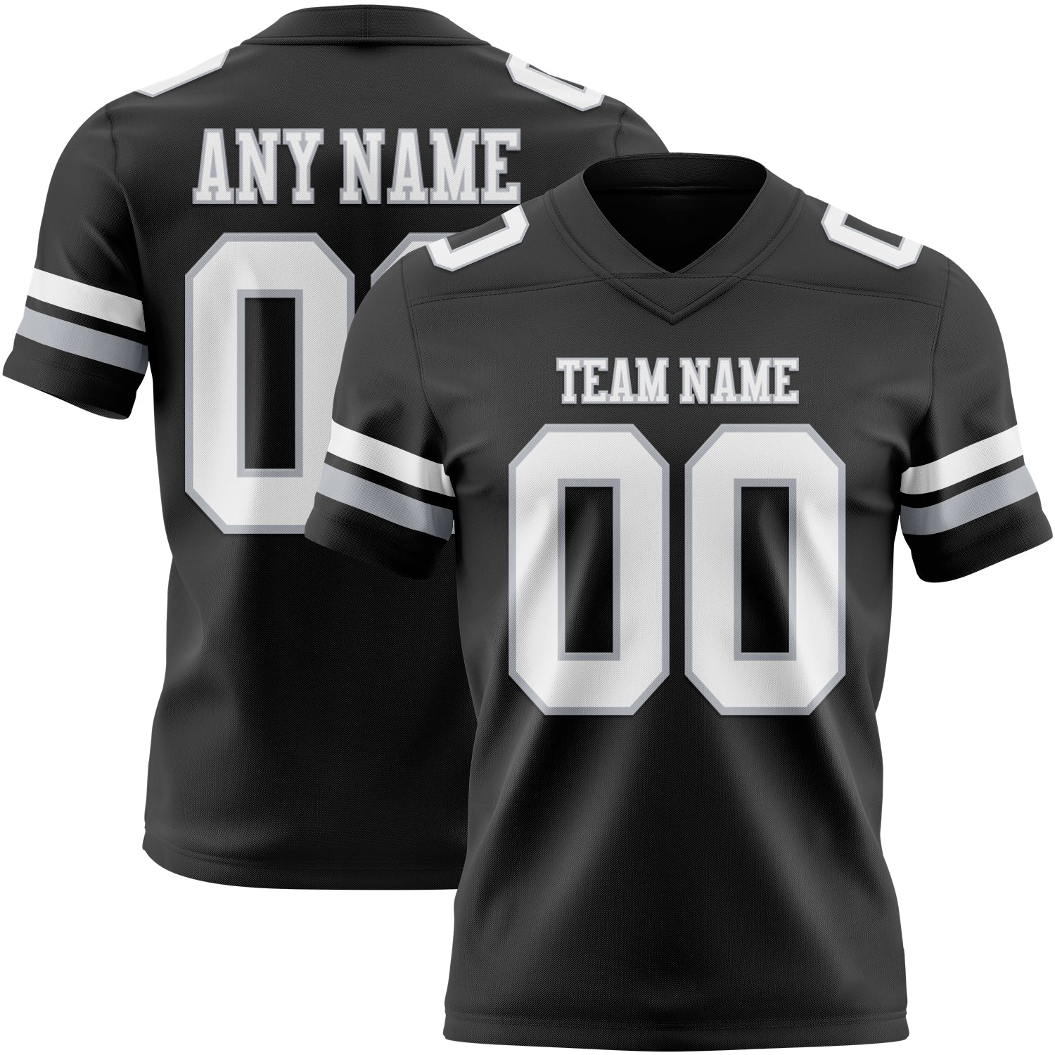 Custom Black White-Gray Mesh Authentic Football Jersey - Sky-Custom