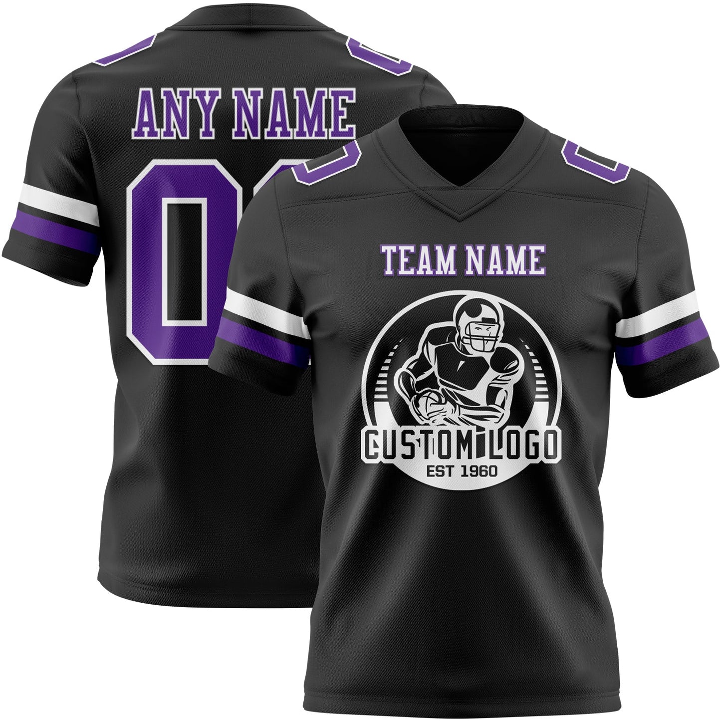 Custom Black Purple-White Mesh Authentic Football Jersey - Sky-Custom