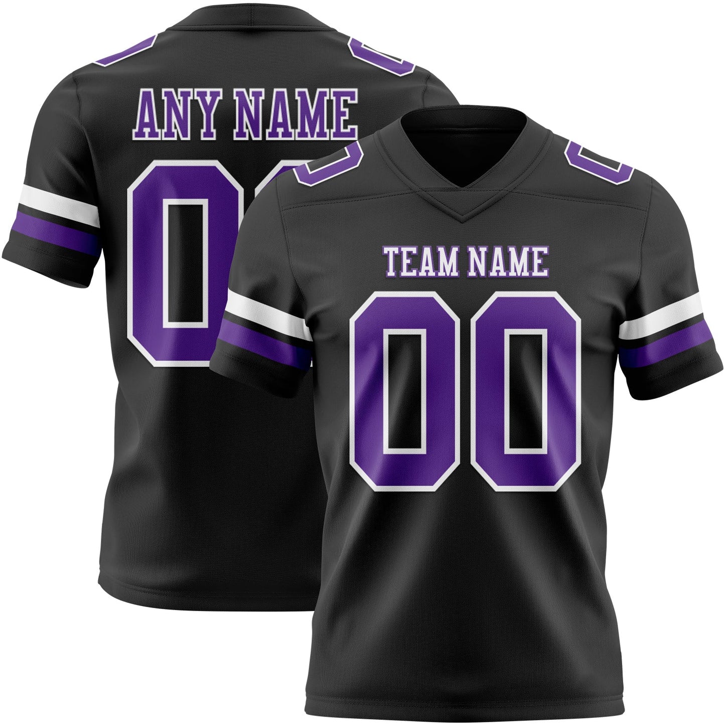 Custom Black Purple-White Mesh Authentic Football Jersey - Sky-Custom