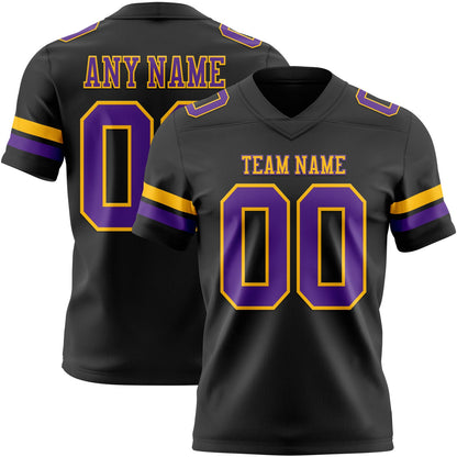 Custom Black Purple-Gold Mesh Authentic Football Jersey - Sky-Custom