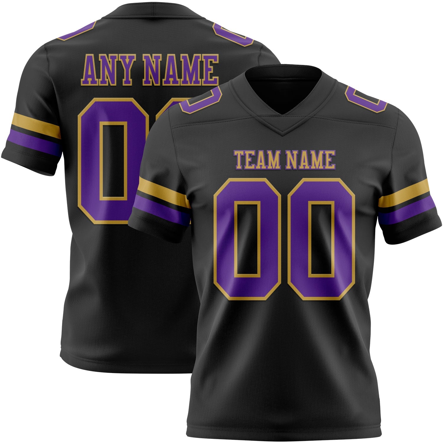 Custom Black Purple-Old Gold Mesh Authentic Football Jersey - Sky-Custom