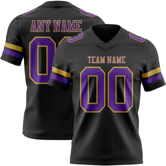 Custom Black Purple-Old Gold Mesh Authentic Football Jersey - Sky-Custom
