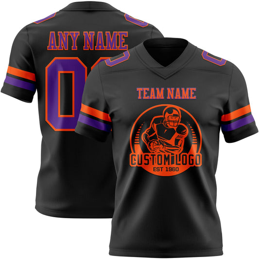 Custom Black Purple-Orange Mesh Authentic Football Jersey - Sky-Custom