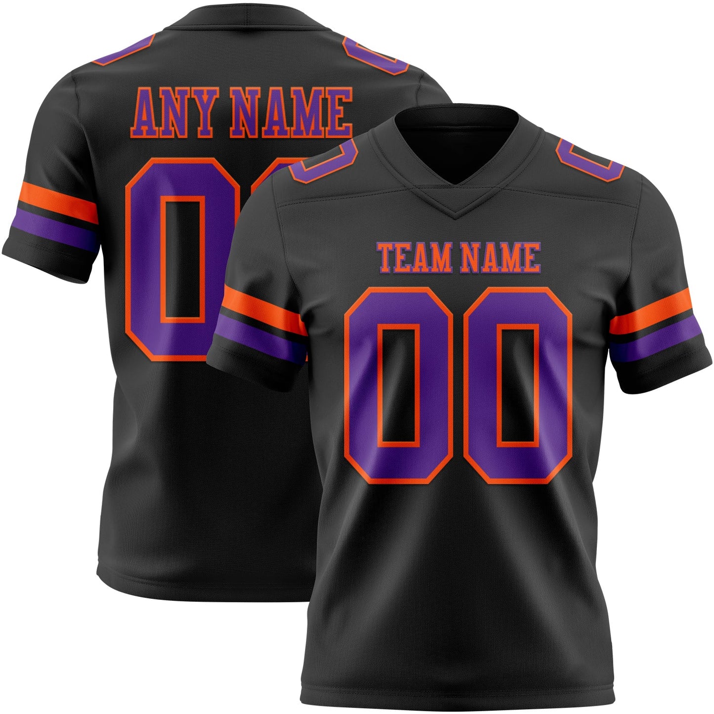 Custom Black Purple-Orange Mesh Authentic Football Jersey - Sky-Custom