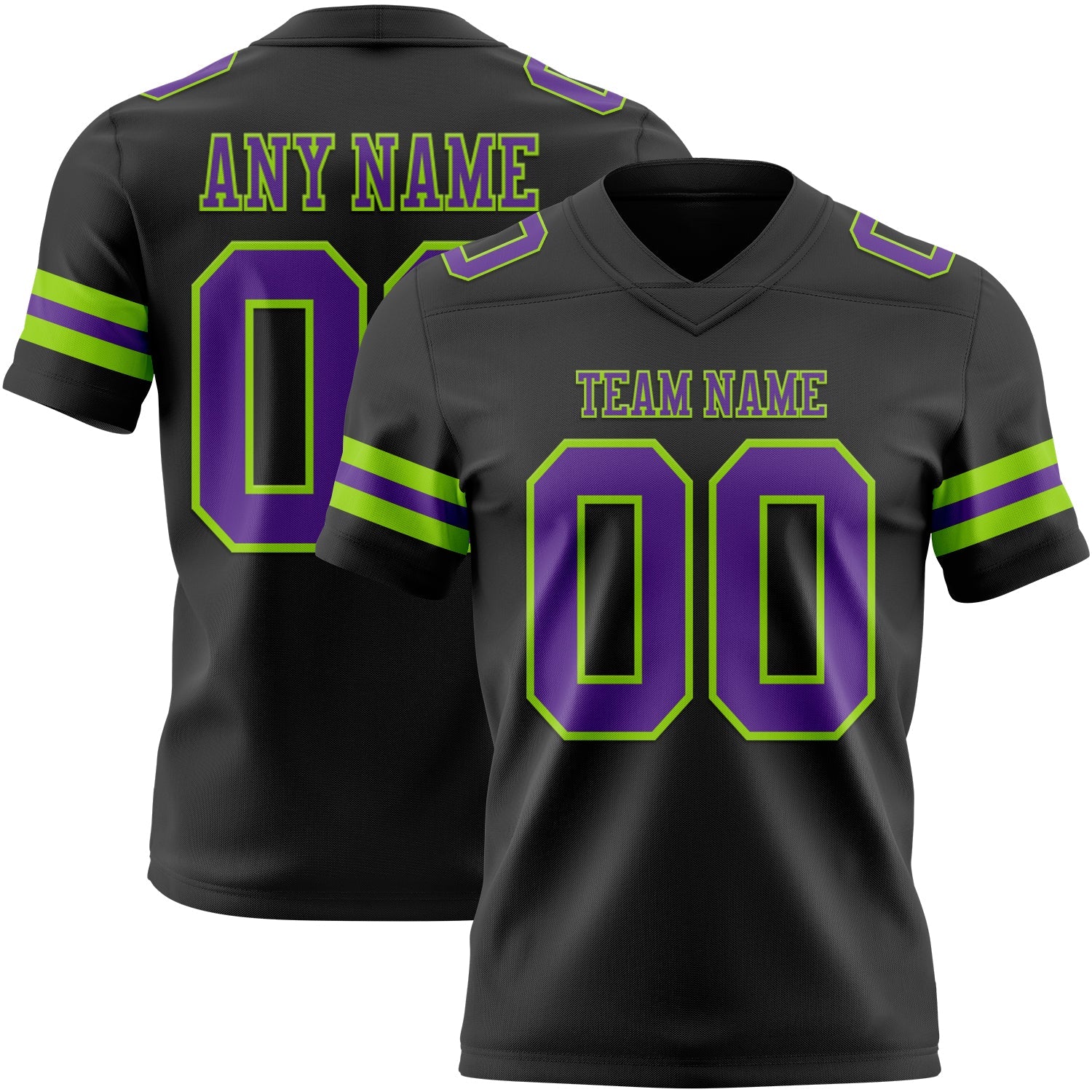 Custom Black Purple-Neon Green Mesh Authentic Football Jersey - Sky-Custom