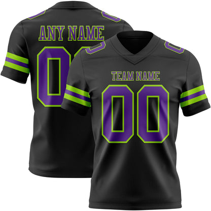 Custom Black Purple-Neon Green Mesh Authentic Football Jersey - Sky-Custom