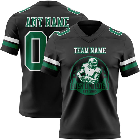 Custom Black Kelly Green-White Mesh Authentic Football Jersey - Sky-Custom