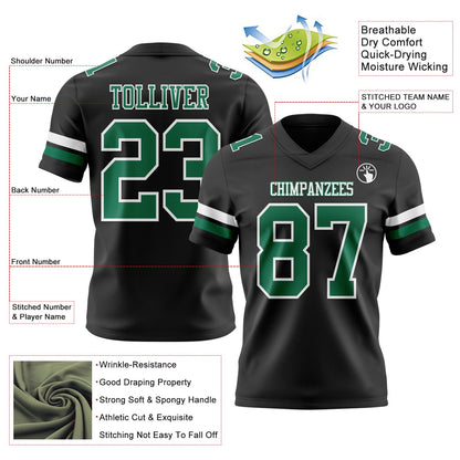 Custom Black Kelly Green-White Mesh Authentic Football Jersey - Sky-Custom