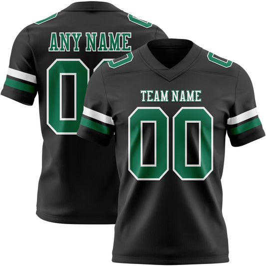 Custom Black Kelly Green-White Mesh Authentic Football Jersey - Sky-Custom