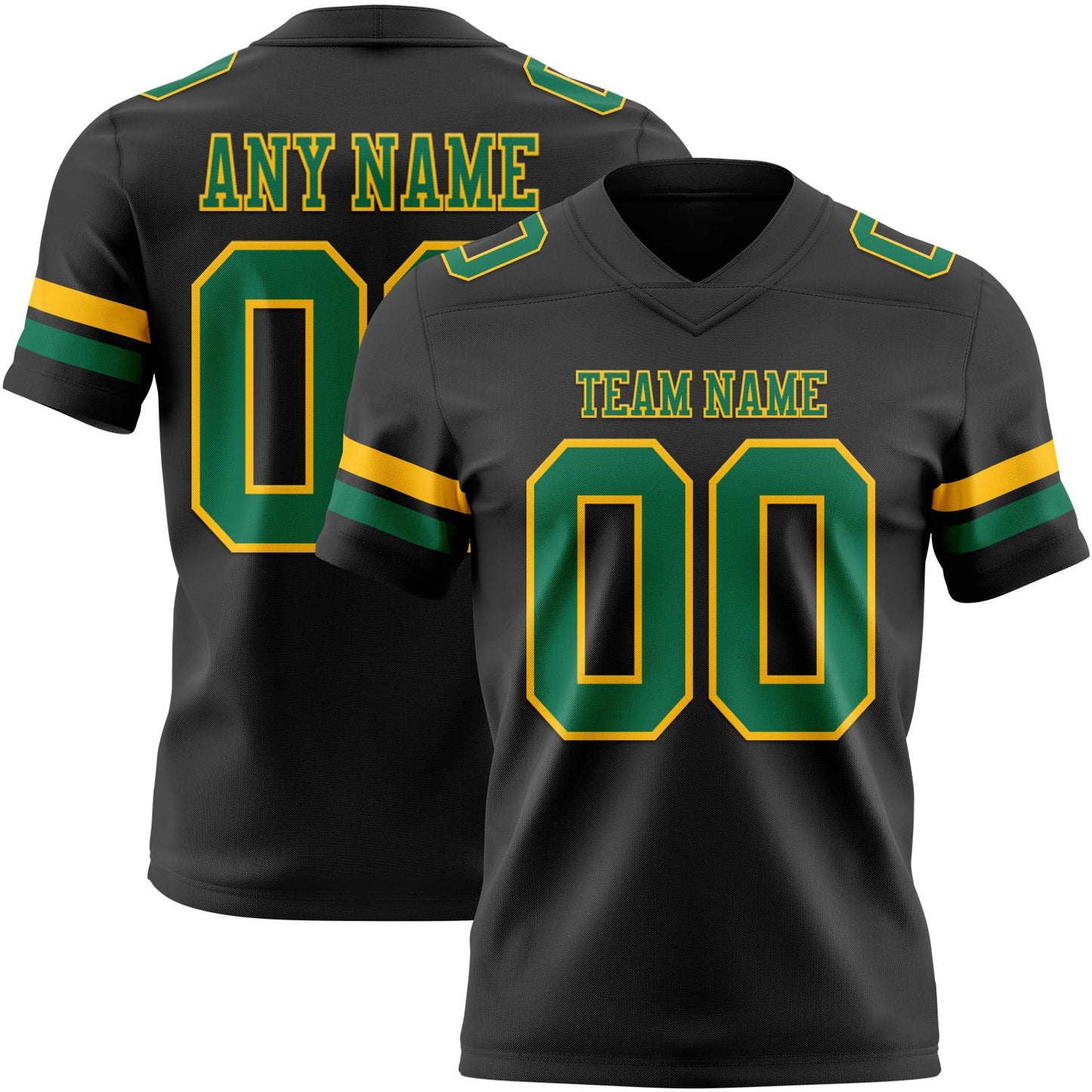 Custom Black Kelly Green-Gold Mesh Authentic Football Jersey - Sky-Custom