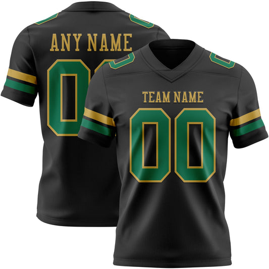 Custom Black Kelly Green-Old Gold Mesh Authentic Football Jersey - Sky-Custom