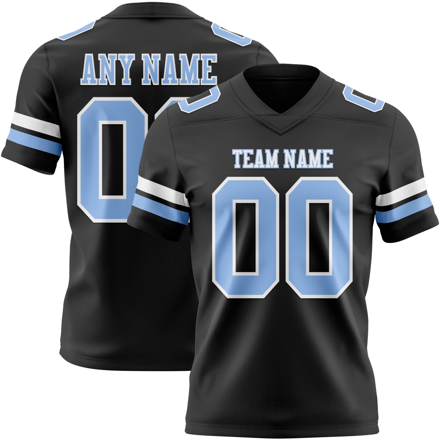 Custom Black Light Blue-White Mesh Authentic Football Jersey - Sky-Custom