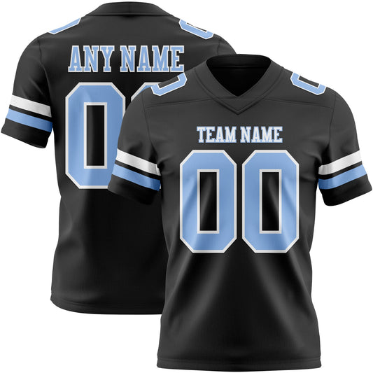 Custom Black Light Blue-White Mesh Authentic Football Jersey - Sky-Custom