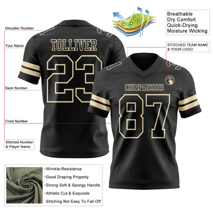 Custom Black Cream Mesh Authentic Football Jersey - Sky-Custom