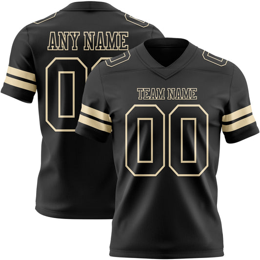 Custom Black Cream Mesh Authentic Football Jersey - Sky-Custom